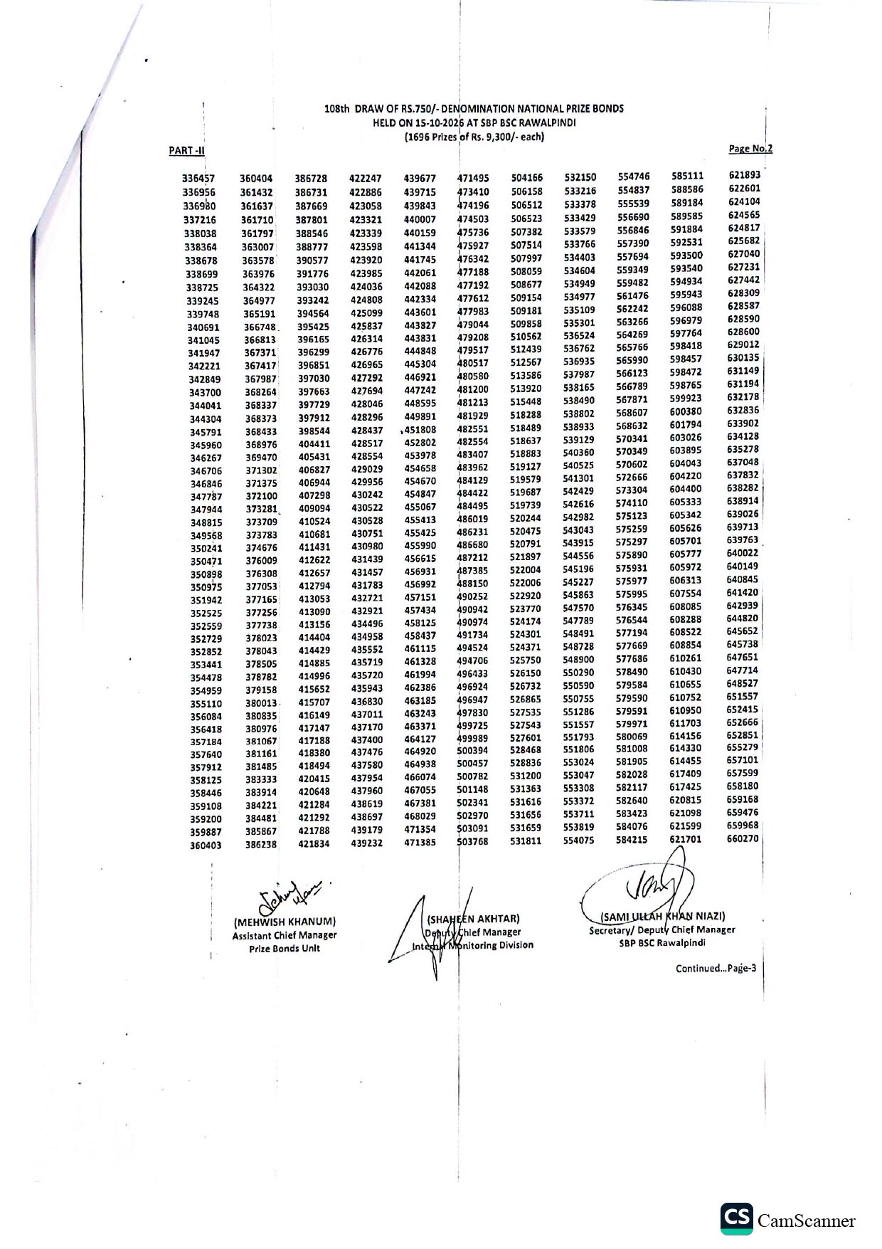 750 Prize Bond Full Draw List 108 Pdf Download 15 October 2026