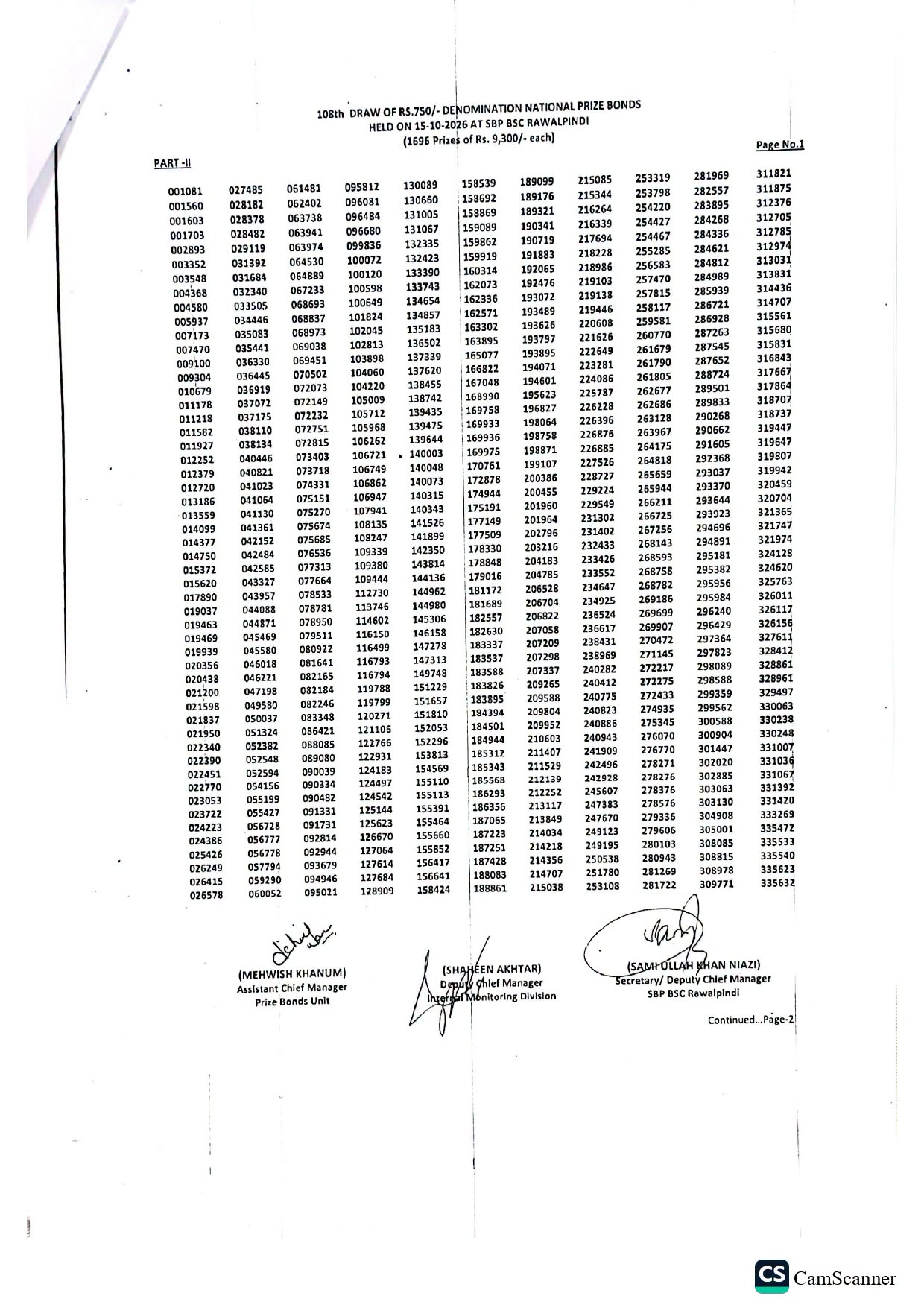 750 Prize Bond Full Draw List 108 Pdf Download 15 October 2026
