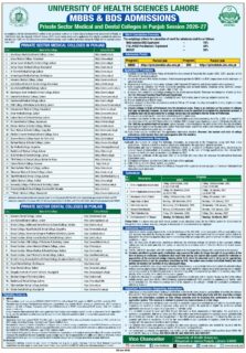Admission Schedule For Private Medical Dental Colleges Announced In Punjab 