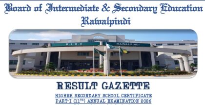 Bise Rawalpindi Class 11 Results 2026 Official Gazette Pdf Download