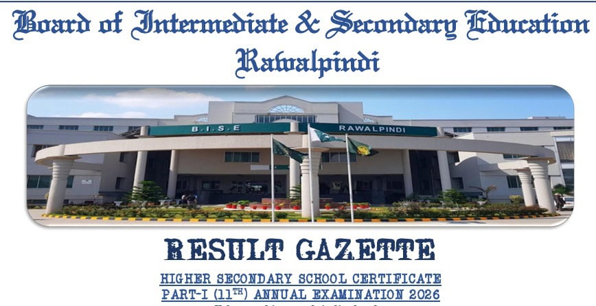 Bise Rawalpindi Class 11 Results 2026 Official Gazette Pdf Download