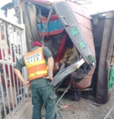 Man Killed Another Injured As Dumber Overturns At Lahores Ferozepur Road Accident