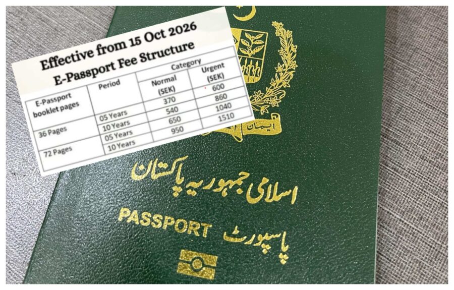 Pakistan Passport New Fees In Sweden From 15 October 2026