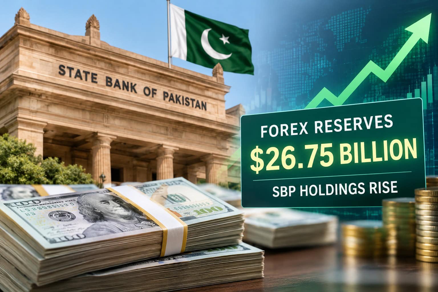 Pakistan’s forex reserves reach $26.75 billion as SBP holdings rise