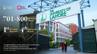 University of Lahore secures 701–800 Global Band in THE World University Rankings 2027